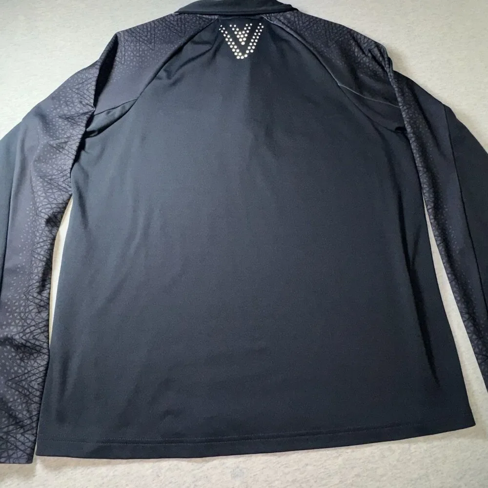 Mens Umbro 1/4 Zip Lightweight Pullover W/Thumb Holes In Sleeves Black Size Lg